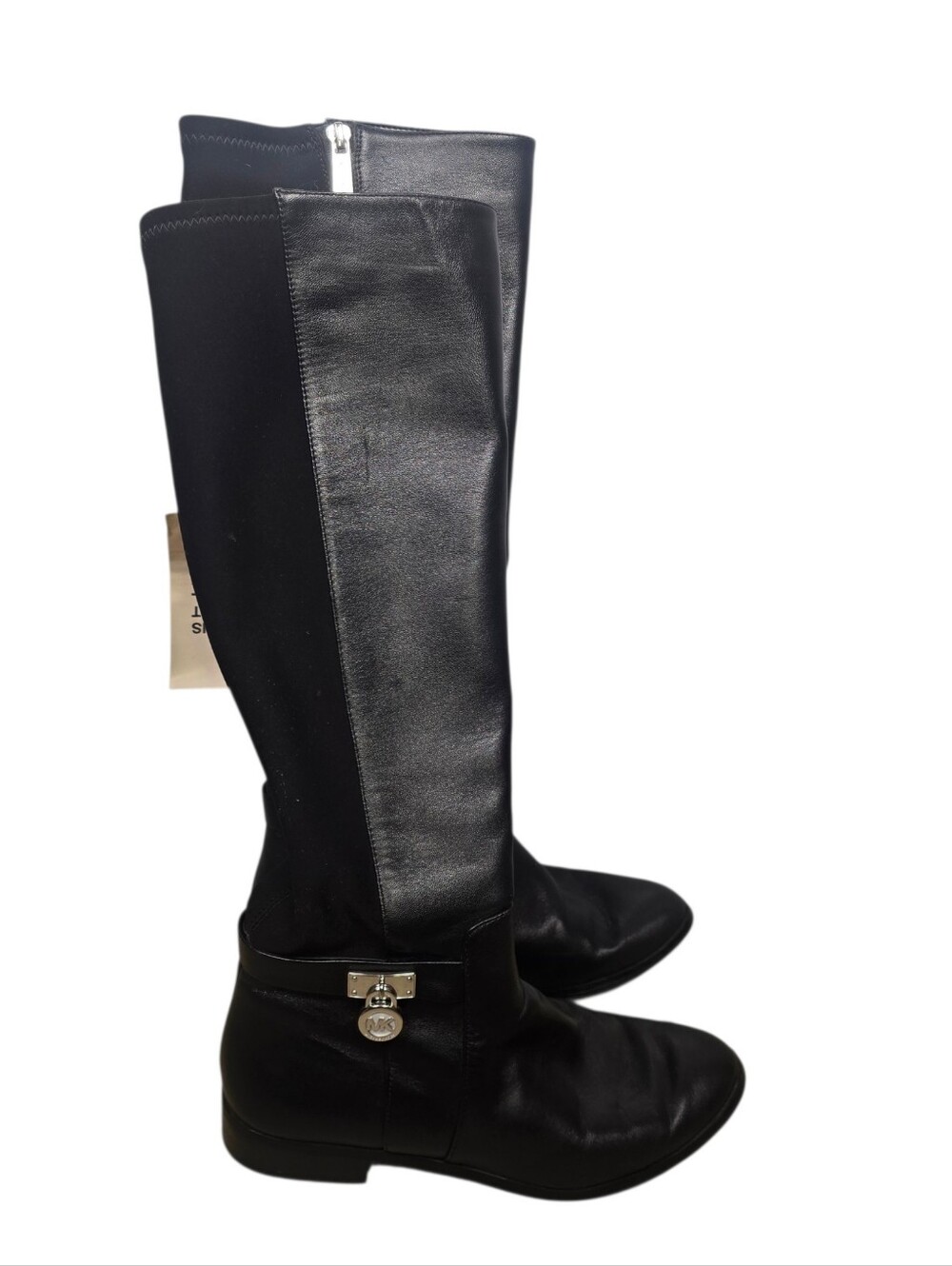 MICHAEL KORS Hamilton Stretch Black Leather Boots Knee High Riding Zip Size 6M